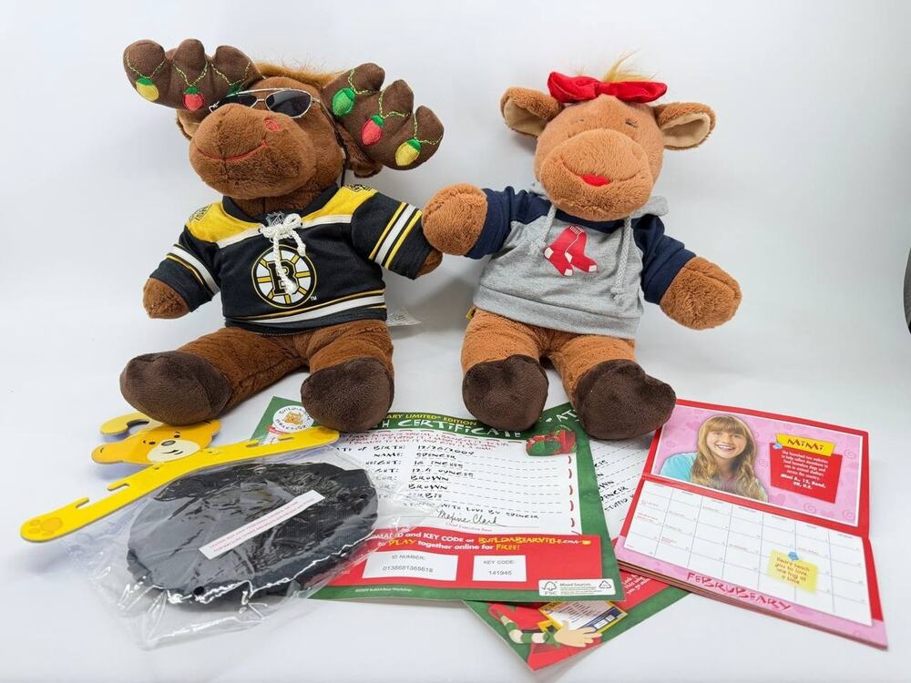 Build-A-Bear Moose Plush Boston Bruins NHL Red Sox MLB Outfits Accessories